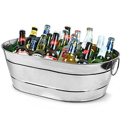 Steel Beverage Cooler Tub with Iron Stand Galvanized beer barrel Heavy Gauge